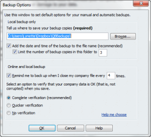 Automatic backups in QuickBooks® Figure 1.2