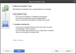 Figure 1.2 Creating an accountants copy in QuickBooks®